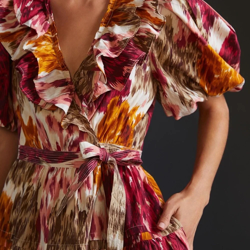 Anthropologie Love the Label Ruffled Wrap Mini Dress - Picture 5 of 8